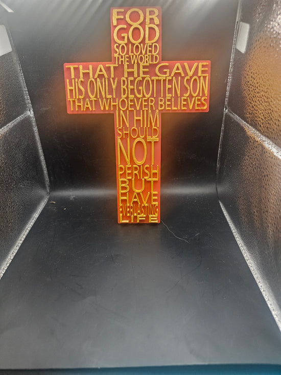 John 3:16 Cross – 3D Printed Christian Gift (Black)