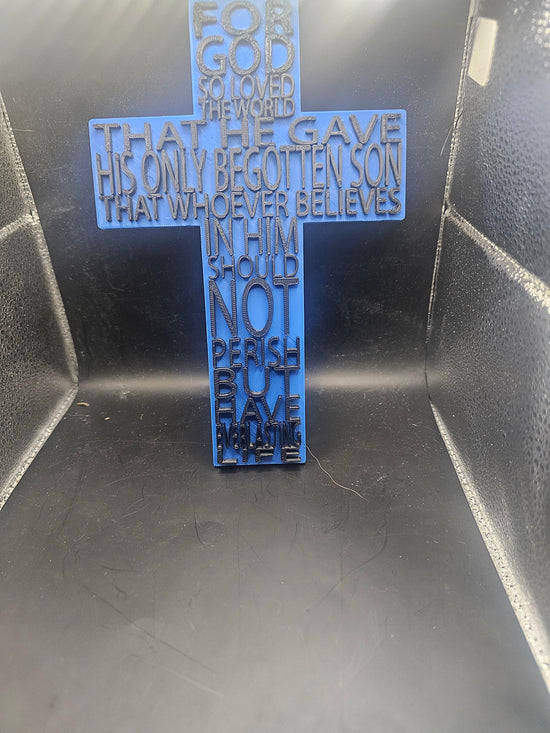 John 3:16 Cross – 3D Printed Christian Gift (White)