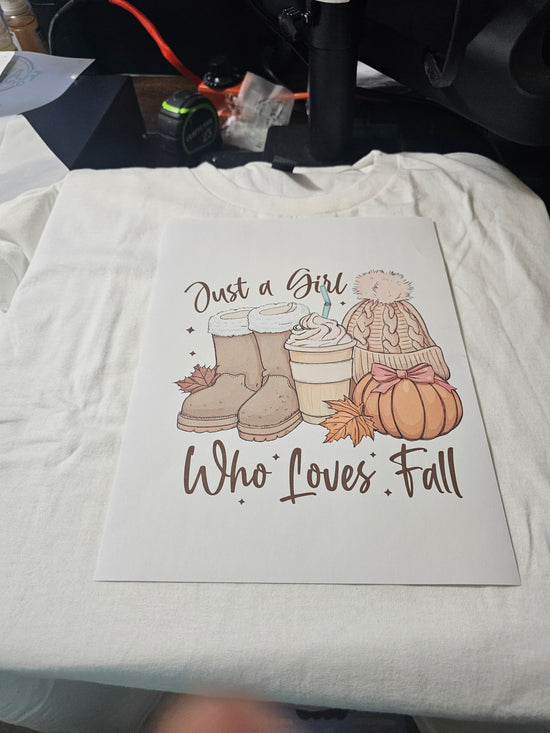 Just a Girl Who Loves Fall – White Sweatshirt