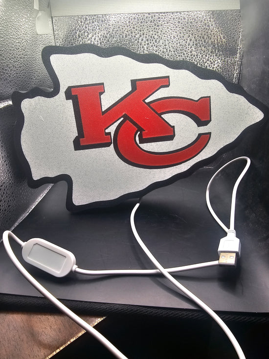 KC Chiefs USB LED Light Box – Fan Decor with Stand