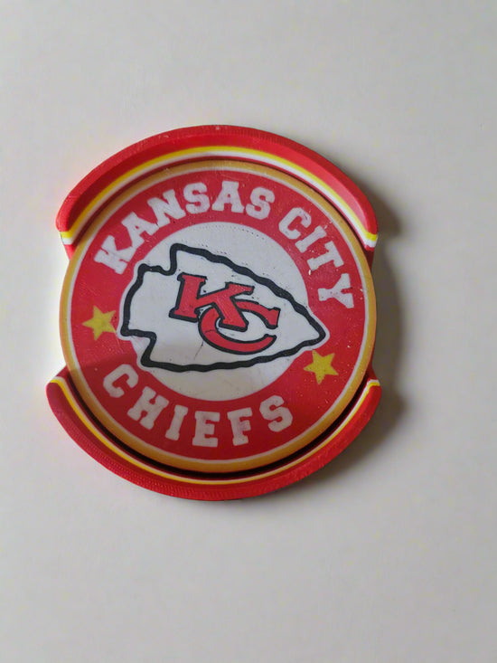 KC Chiefs Coaster Set – 4 Coasters with Holder